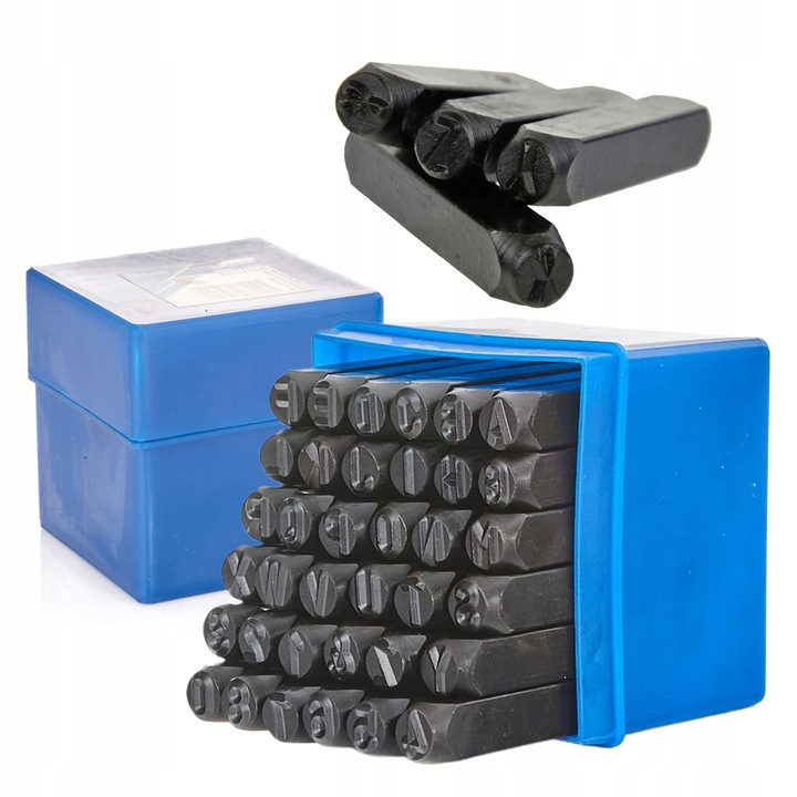 GEKO NUMERATORY WYBIJAKI ZNACZNIKI LITERY CYFRY STEMPLE 8MM 36 ELEMENTÓW