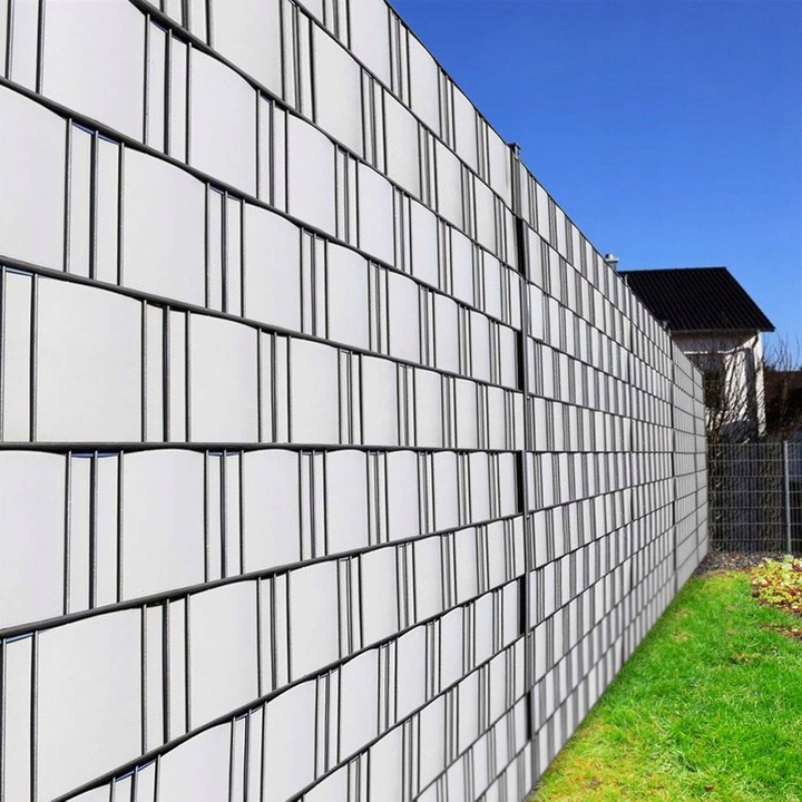 TAŚMA OGRODZENIOWA JASNOSZARA 19x35m OSŁONA NA OGRODZENIE PANELOWE PŁOT +UV