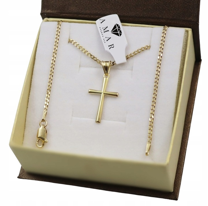 ZŁOTY ŁAŃCUSZEK NA CHRZEST CHRZCINY Z KRZYŻYKIEM PR 925 585 GRAWER PAMIĄTKA