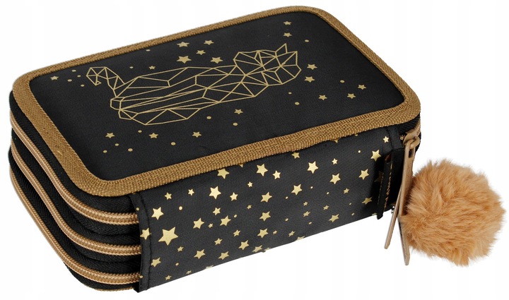 PIÓRNIK TRZYKOMOROWY Z WYPOSAŻENIEM DLA DZIEWCZYNKI ZŁOTY KOTEK JEDNOROŻEC