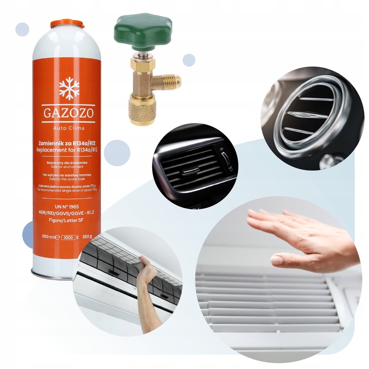 Zestaw CZYNNIK CHŁODNICZY R134a do KLIMATYZACJI SAMOCHODOWEJ i AGD
