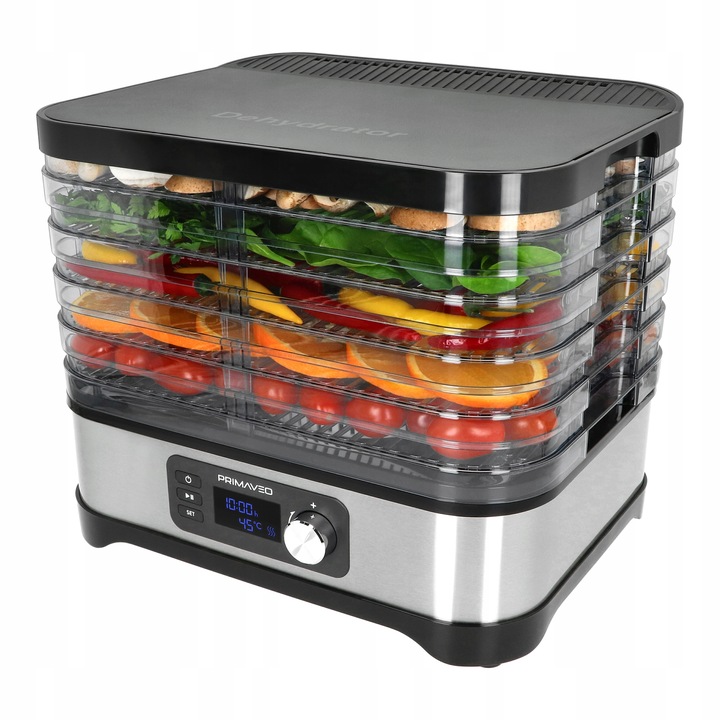 Suszarka do Grzybów Owoców Warzyw ZIÓŁ TERMOOBIEG 450W Zegar PRIMAVEO PL