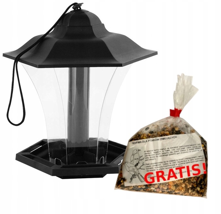 KARMNIK DLA PTAKÓW WISZĄCY NA KARMĘ ZIARNO 1,1L