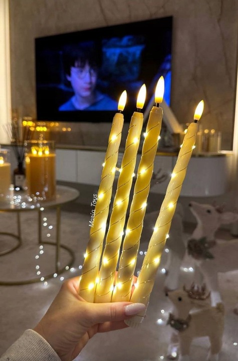 Świece stożkowe LED bezpłomieniowe stożkowe 27 cm na baterie 6 sztuk