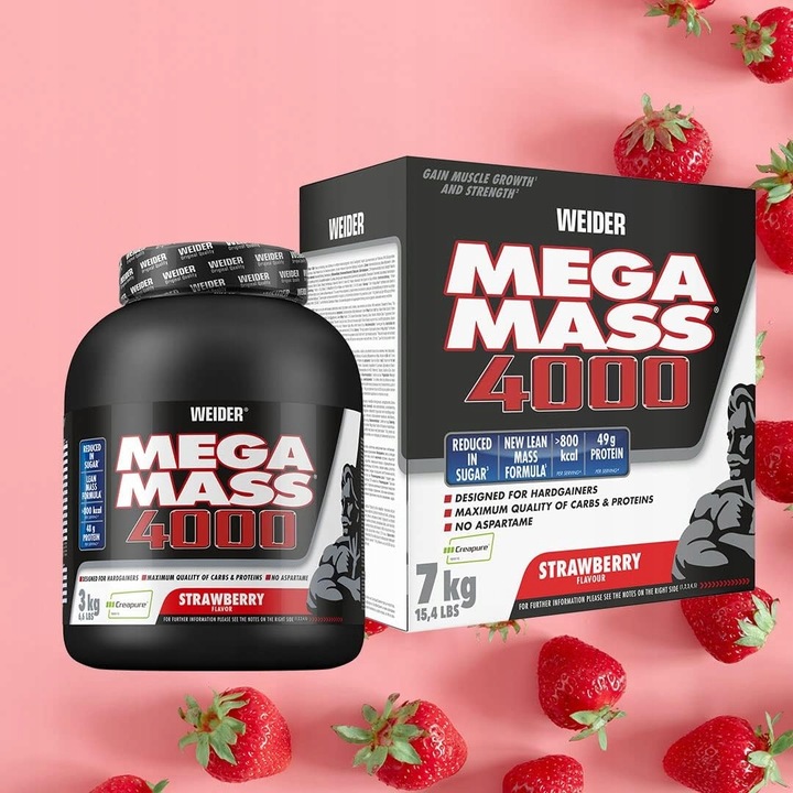 Weider Mega Mass 4000 4 kg - Truskawka | Mass Gainer