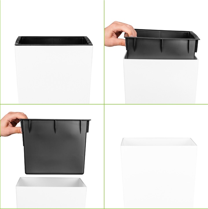 ZESTAW 3X DONICZKI DONICE BIAŁE MATOWE OGRODOWE KWIETNIK STOJĄCY Z WKŁADAMI