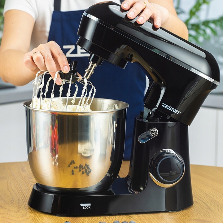 ROBOT KUCHENNY PLANETARNY ZELMER ZKR1300B CZARNY 1300W MISY 4,5/5L POKRYWA