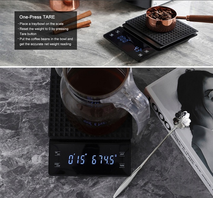 Elektroniczna waga do kawy ETECH SFC-01WK 3 kg / 0,1g TIMER BARISTYCZNA