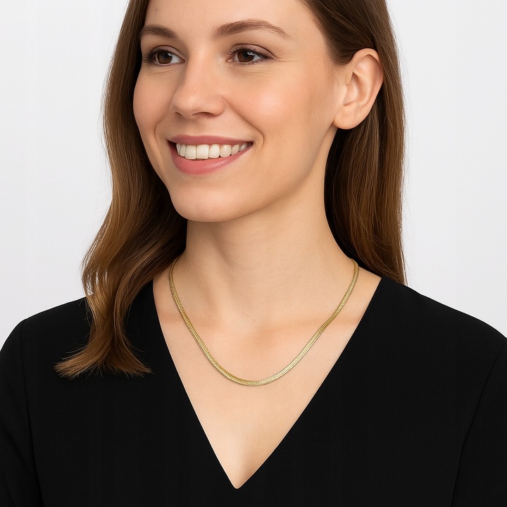 ZŁOTY PEŁNY ŁAŃCUSZEK DAMSKI ŻMIJKA Z ZAWIESZKĄ PR. 925 585 + GRAWER GRATIS