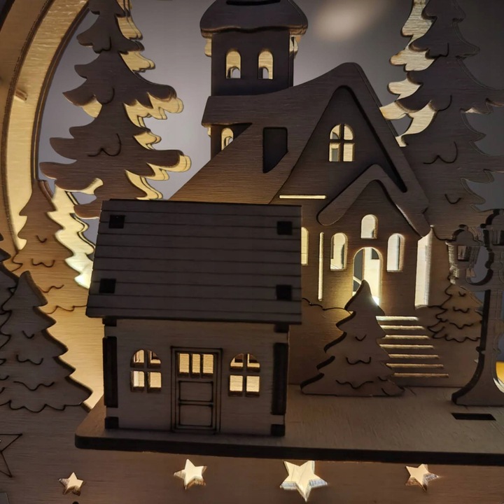 Drewna świąteczna Dekoracje świąteczne Domek Drewniany Ozdoba 3D LED