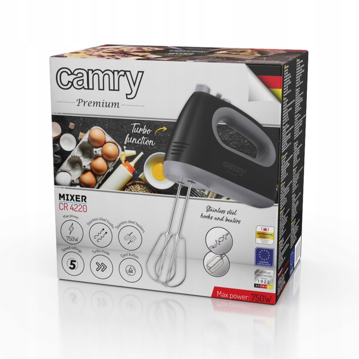 Mikser ręczny Robot kuchenny 750W 5 biegów + TURBO 4 Mieszadła Wolny start