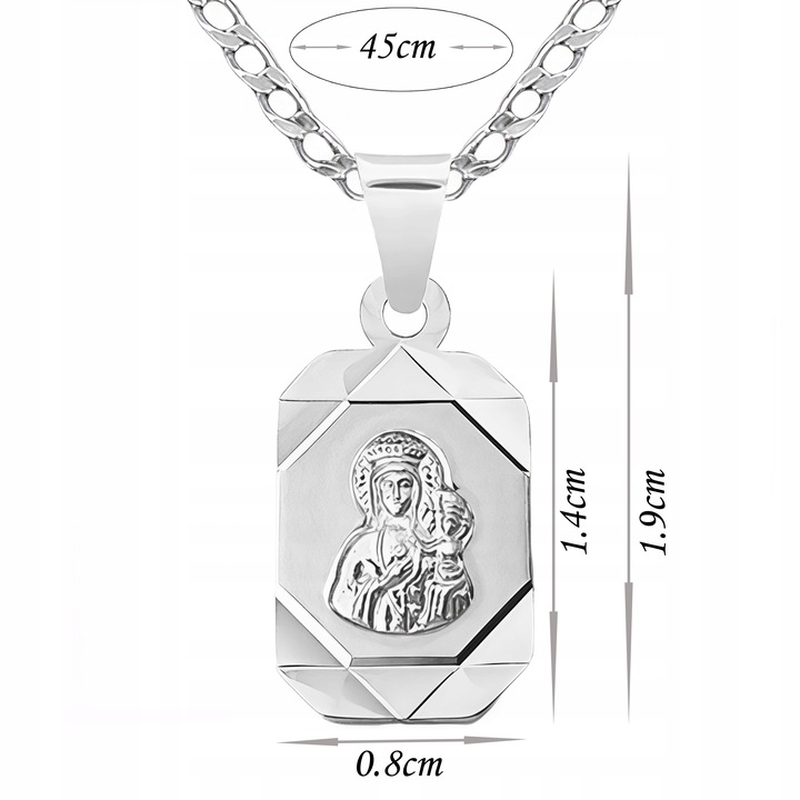 Łańcuszek i medalik na komunię dla chłopca lub dziewczynki 45 cm srebro 925