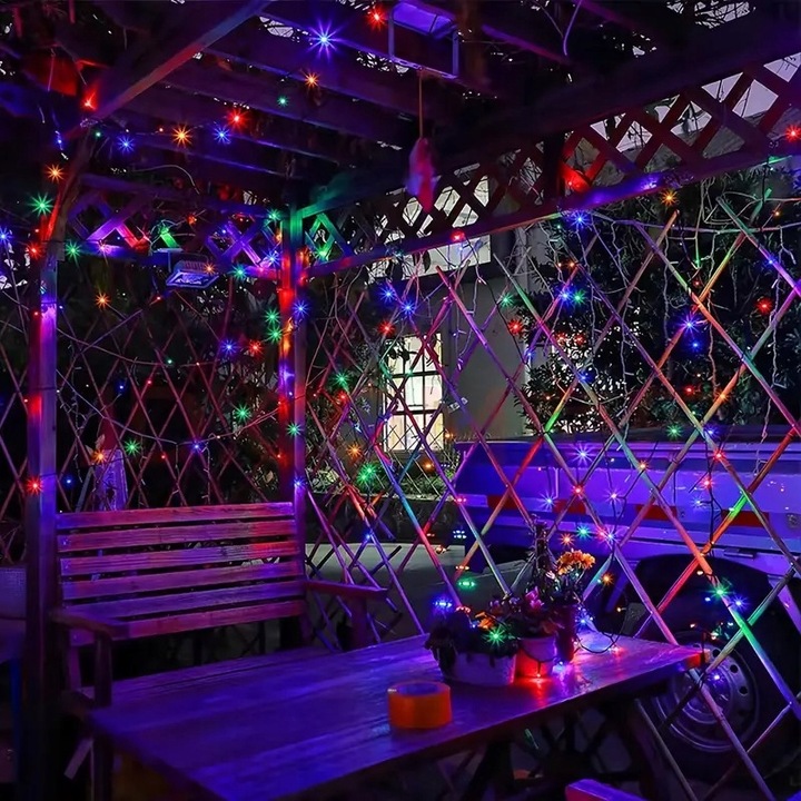 Lampki choinkowe LED 1000 Multi Kolor FLASH 70m IP44, zielony kabel