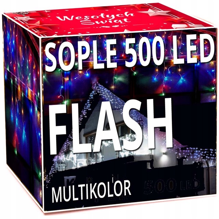 SOPLE FLASH 500 LED ZEWNĘTRZNE MULTIKOLOR KOLOROWE lampki z Flashem