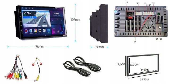 RADIO NAVI GPS 2DIN WiFI BLUETOOTH RDS CARPLAY ANDROID AUTO 4GB 64GB KAMERA