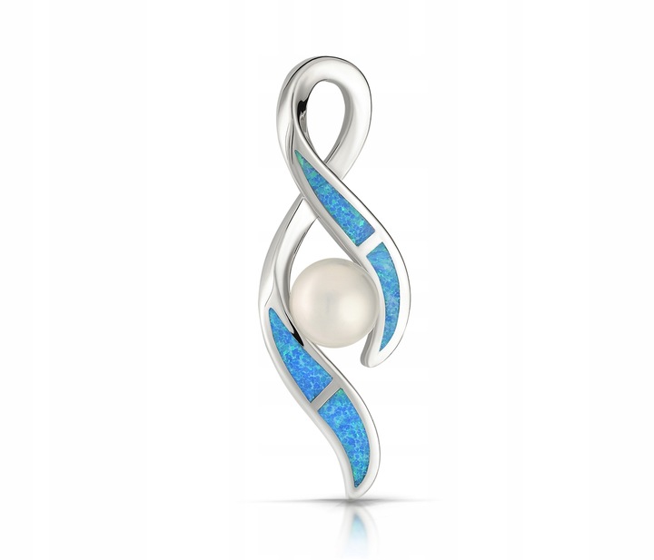 SREBRNA ZAWIESZKA 925 PERŁA OPAL NIESKOŃCZONOŚĆ