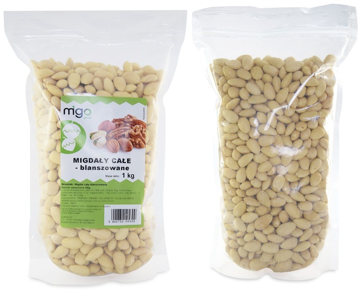 MIGDAŁY BLANSZOWANE 1kg Naturalne - MIGOgroup