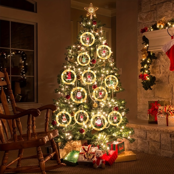 Światło Okien Świąteczne Pętle Świąteczne Oświetlenie Drzewa Świątecznego