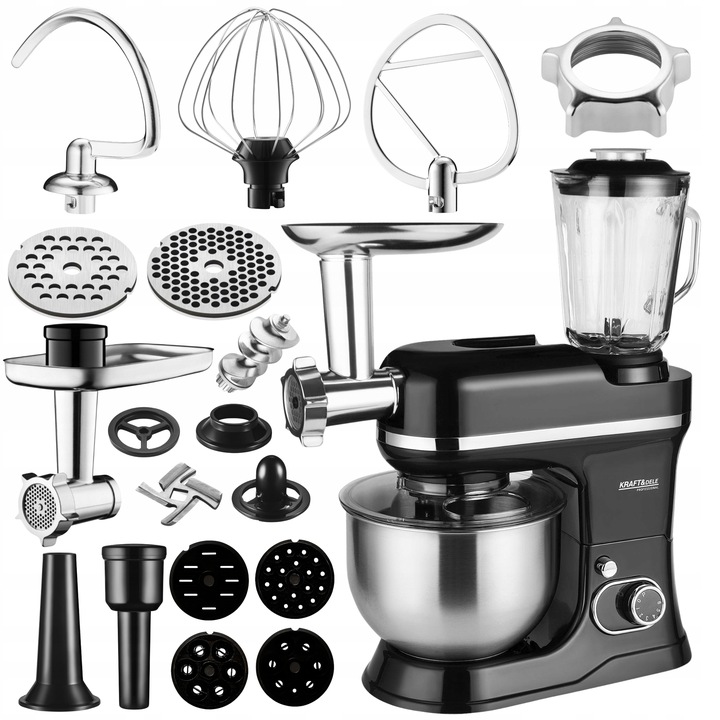 ROBOT PLANETARNY KUCHENNY MIKSER Z MISĄ BLENDER SZKLANY I MASZYNKA DO MIĘSA