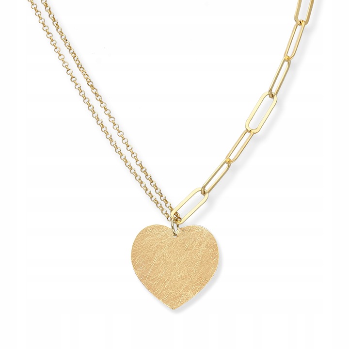 NASZYJNIK SREBRNY POZŁACANY Z SERCEM