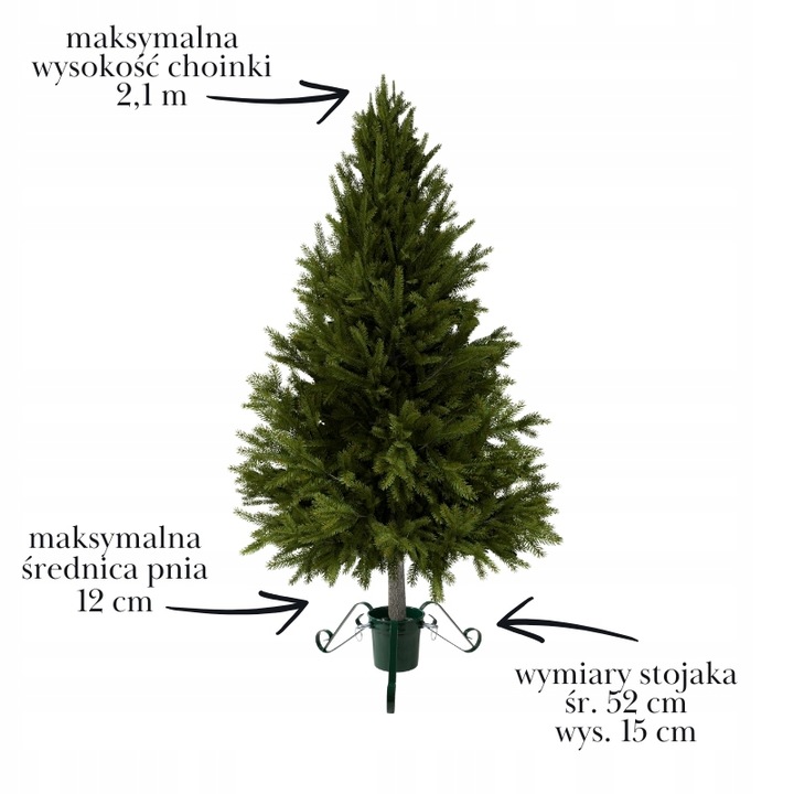 Stojak na choinkę metalowy POJEMNIK na wodę 2,1m STABILNY zielony trójnóg
