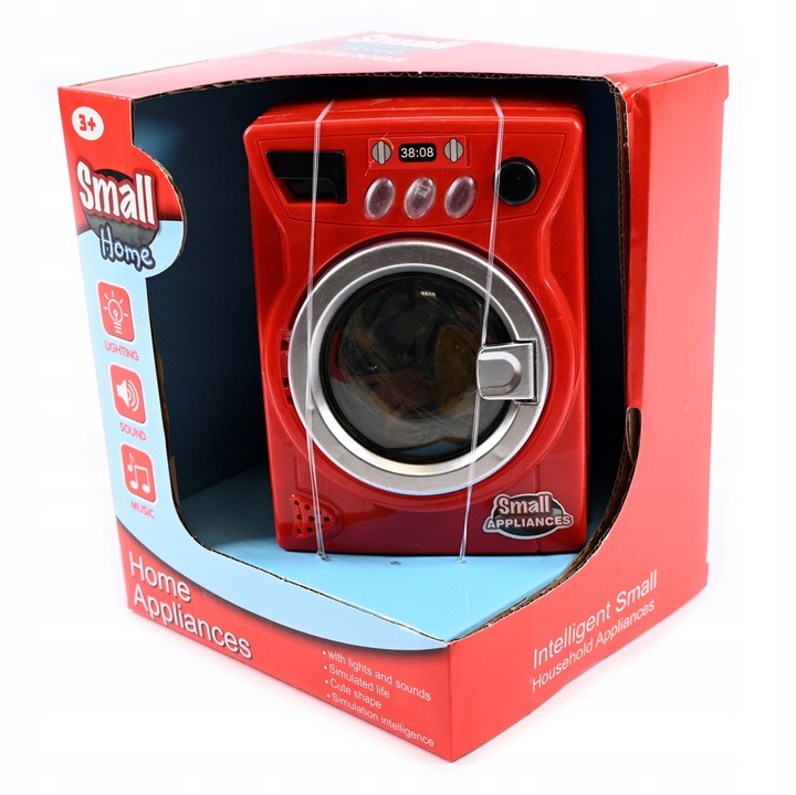 PRALKA AUTOMATYCZNA DLA DZIECI ŚWIATŁO DŹWIĘK CZERWONA PRALKO SUSZARKA