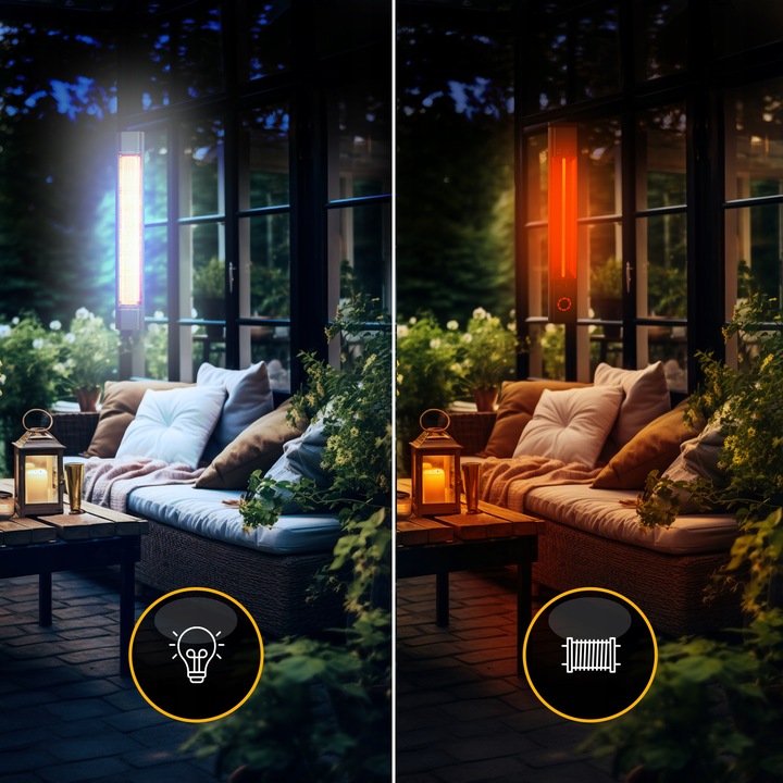 2w1 Promiennik podczerwieni ciepła tarasowy TOR 8 poziomów 2000W pilot