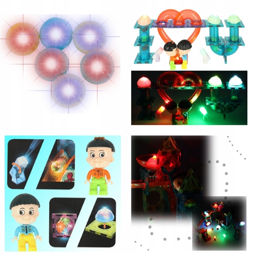 Klocki MAGNETYCZNE DUŻE 202EL Świecące TOR KULKOWY Kulodrom Magnetic Blocks