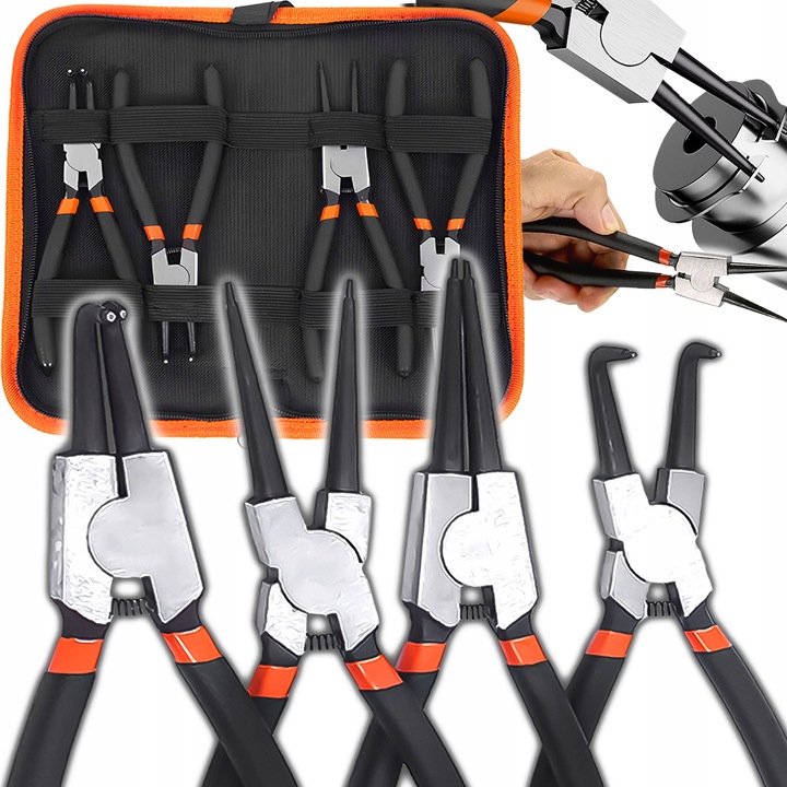 Szczypce do Pierścieni Segera Zacisków Zestaw 4el Szczypiec Zagięte Proste