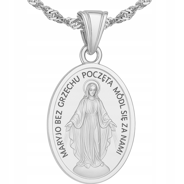 Łańcuszek srebrny medalik Komunia Chrzest dla dziewczynki grawer