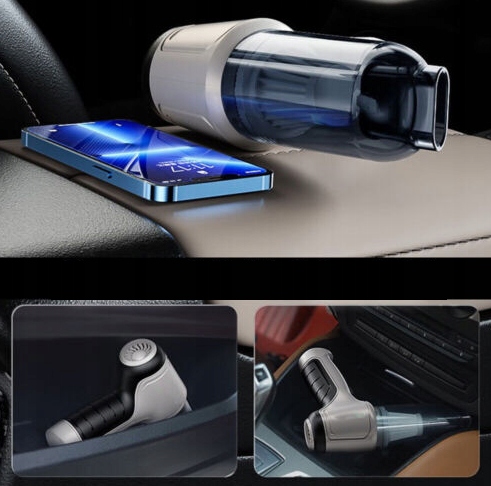 BEZPRZEWODOWY WYDAJNY RĘCZNY ODKURZACZ SAMOCHODOWY 120W 9000PA ŁADOWANY