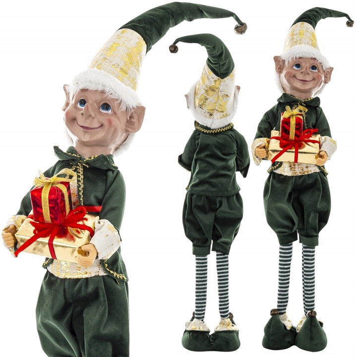 ELF ŚWIĄTECZNY FIGURKA NA TELESKOPOWYCH NOGACH OZDOBA DEKORACJA 72 CM