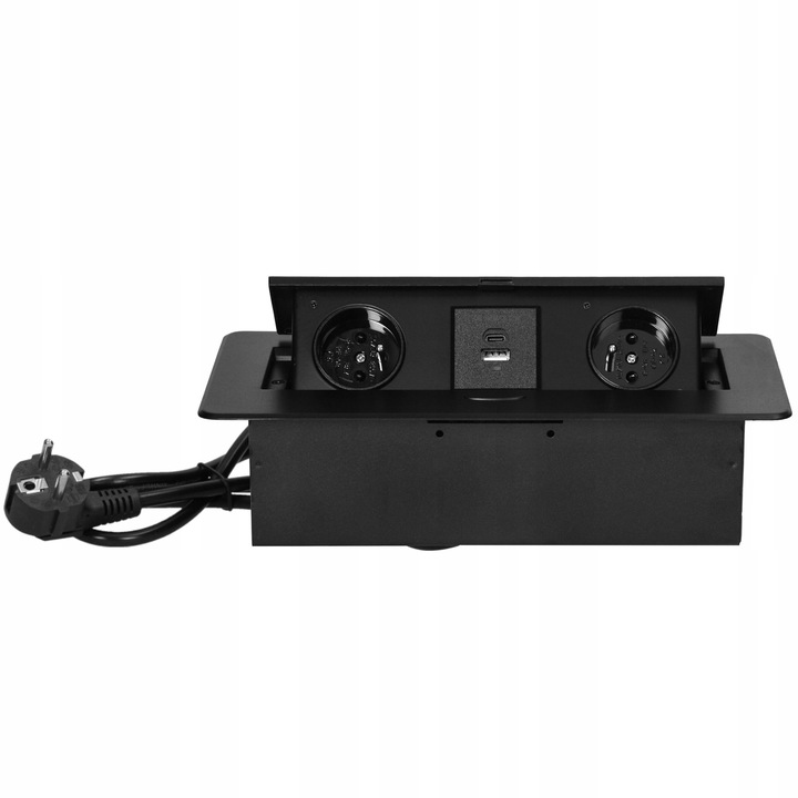 GNIAZDO CHOWANE WPUSZCZANE W BLAT NABLATOWE 2x 230V Z ŁADOWARKĄ USB-C 1,5m