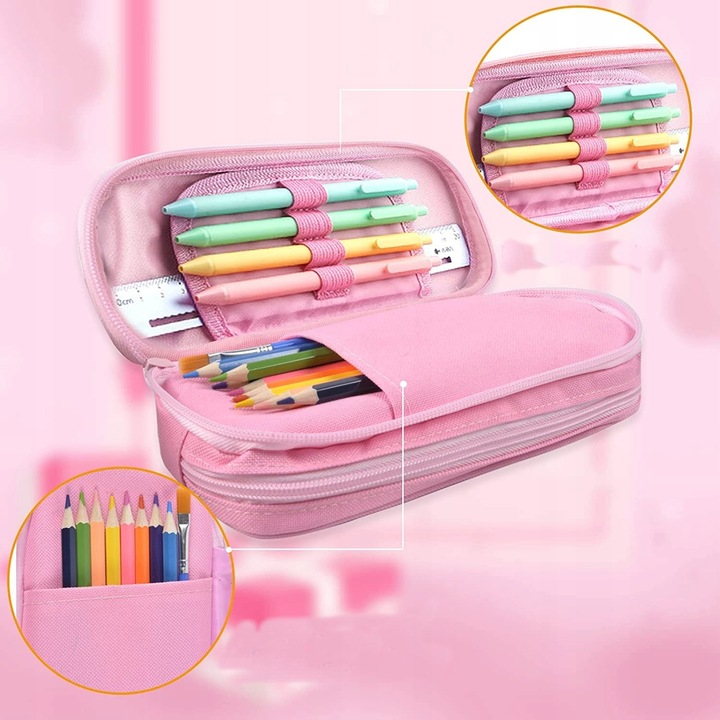 DUŻY PIÓRNIK PODWÓJNY DO SZKOŁY JEDNOROŻEC DŁUGOPI