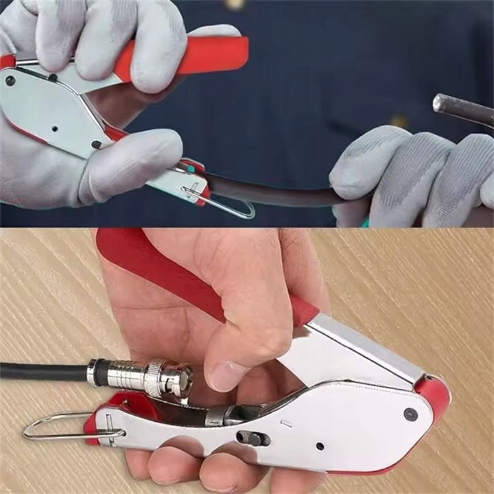 Zestaw Szczypce do Zaciskania Kabli Koncentrycznych RG59 RG6 Wtyki Ściągacz