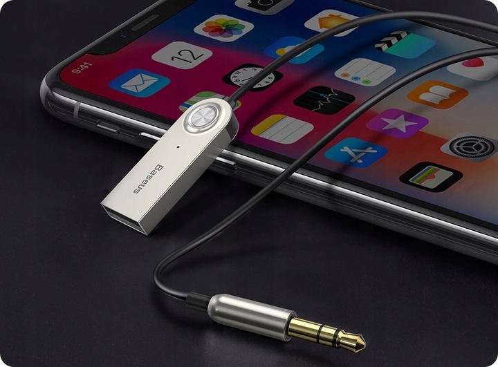 BASEUS TRANSMITER ADAPTER ODBIORNIK AUDIO BLUETOOTH AUX DO SAMOCHODU AUTA