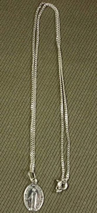 SREBRNY ZESTAW KOMUNIJNY ŁAŃCUSZEK+CUDOWNY MEDALIK