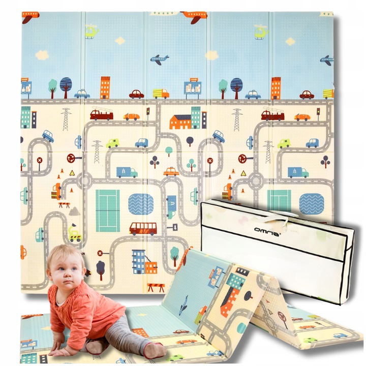 Piankowa dwustronna mata edukacyjna xpe dla dzieci duża składana 200x180cm