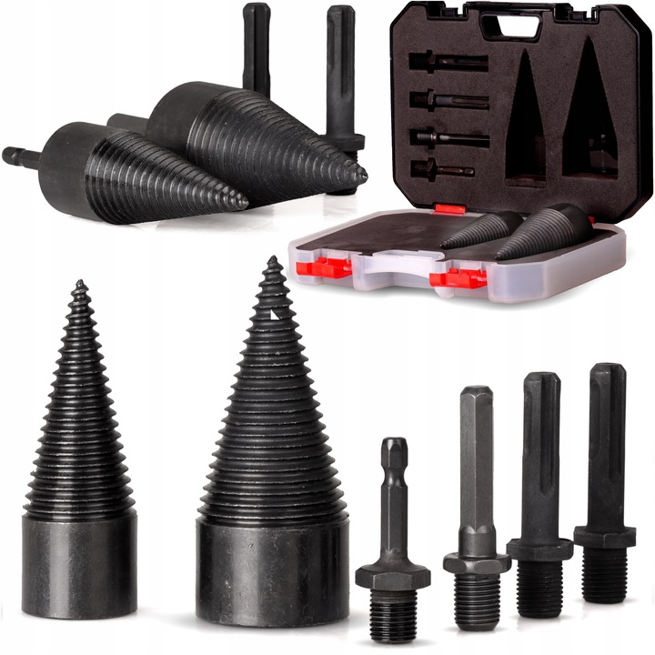 ŚWIDERY do rozłupywania drewna łupania wiertło ŁUPARKA stożek 32+42mm 2 szt