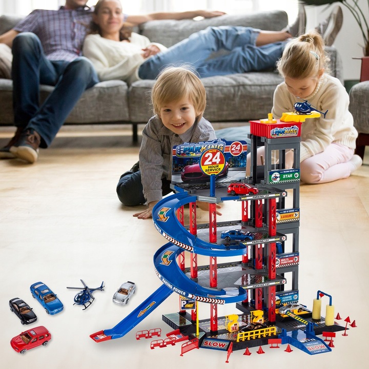 GARAŻ WIELOPOZIOMOWY PARKING SAMOCHODOWY AUTA HELIKOPTER Z WINDĄ DLA DZIECI