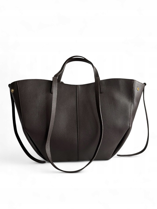 Torebka damska Vera Pelle Shopperka skóra naturalna BRĄZOWA MAXI