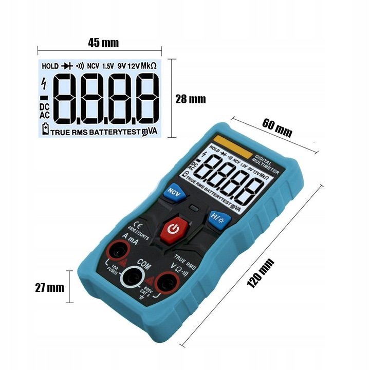 MULTIMETR CYFROWY AUTOMATYCZNY ZT-S1 TRUE RMS NCV MIERNIK NAPIĘCIA PRĄDU