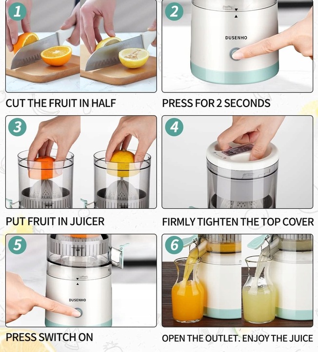 Elektryczna Wyciskarka do Cytrusów Przenośna Sokowirówka USB Dusenho