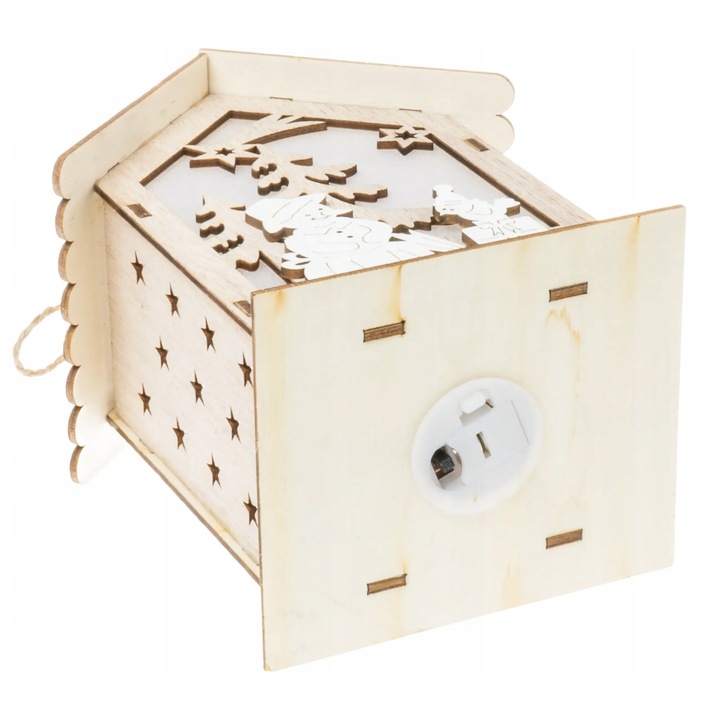 Lampion adwentowy drewniany na roraty z latarenką LED domek podświetlany 16