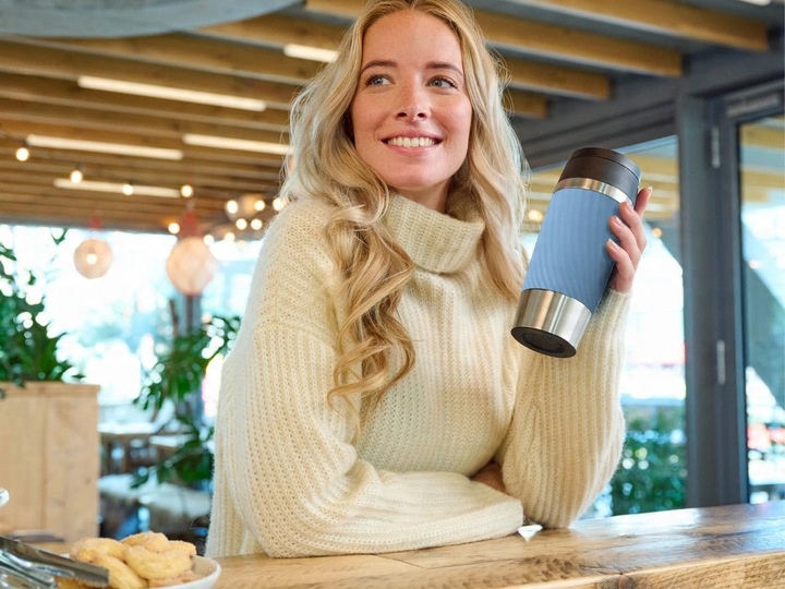 Kubek termiczny Classic Twist 0.36L morski silikonowa osłona