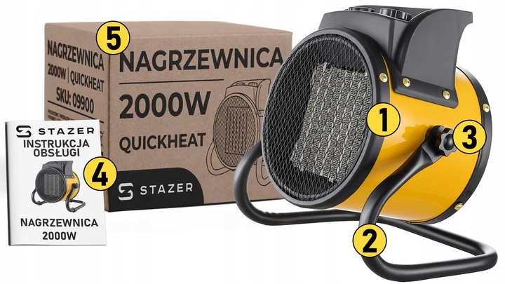Termowentylator nagrzewnica elektryczna ceramiczna farelka cichy grzejnik