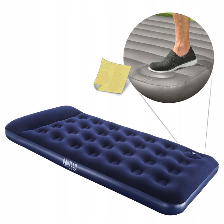 JEDNOOSOBOWY MATERAC WELUROWY Z POMPKĄ 188x99x28 cm Bestway 67224 BESTWAY