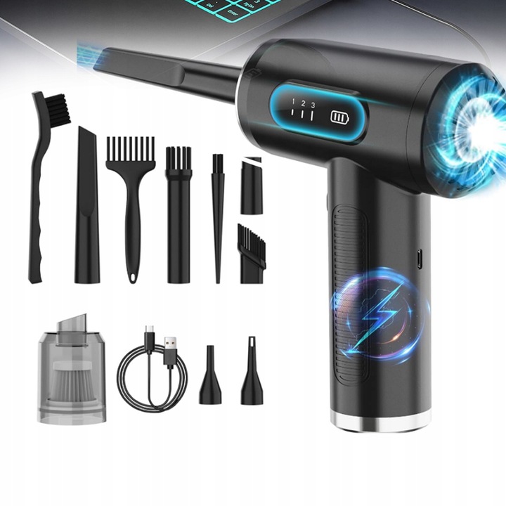 ODKURZACZ RĘCZNY SAMOCHODOWY BEZPRZEWODOWY DO AUTA DOMU 2W1 DMUCHAWA