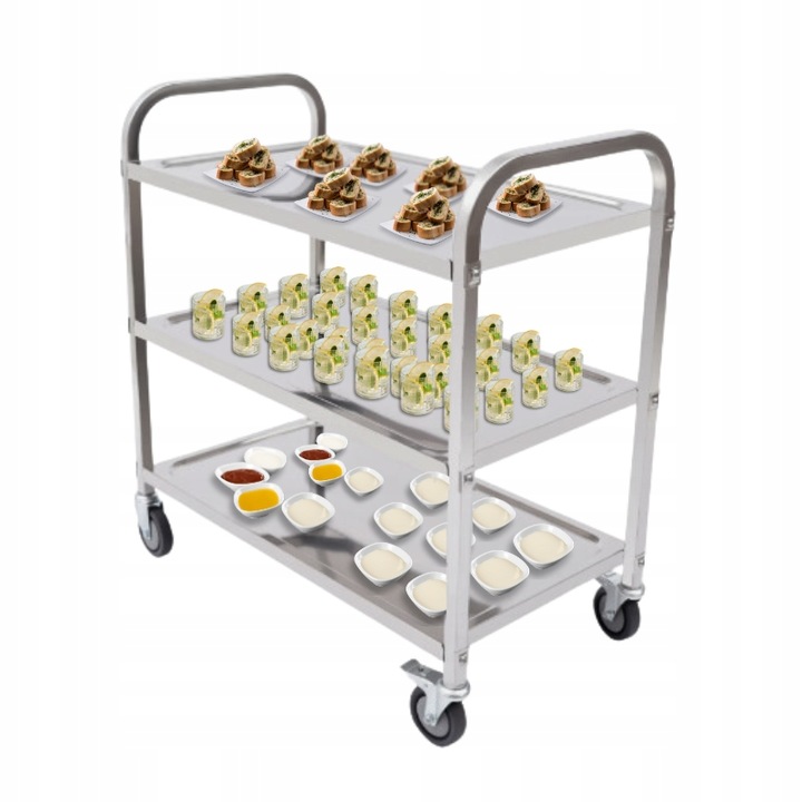 WÓZEK KELNERSKI CATERINGOWY 3 PÓŁKOWY STAL NIERDZEWNA 240 KG 95x50x93 CM