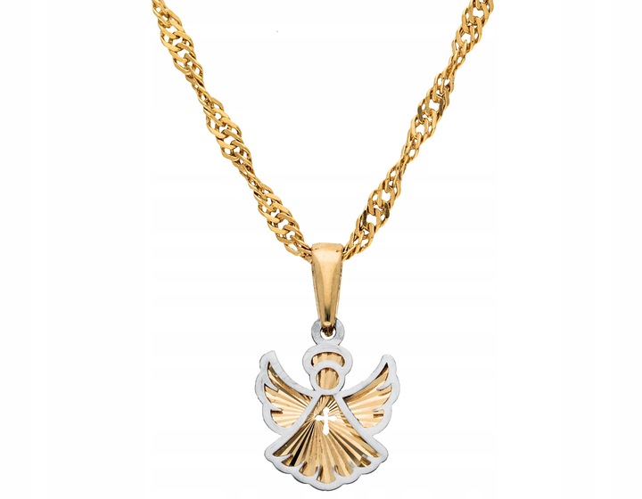 Złoty aniołek 333 łańcuszek gratis grawer Chrzest